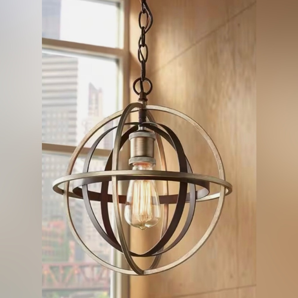 Home Decorators Barton Bay 1-Light Bronze and Champagne Pewter Orb Mini Pendant